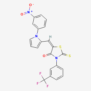 molecular formula C21H12F3N3O3S2 B5231192 5-{[1-(3-nitrophenyl)-1H-pyrrol-2-yl]methylene}-2-thioxo-3-[3-(trifluoromethyl)phenyl]-1,3-thiazolidin-4-one 