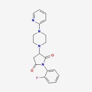 molecular formula C19H19FN4O2 B5231213 1-(2-fluorophenyl)-3-[4-(2-pyridinyl)-1-piperazinyl]-2,5-pyrrolidinedione 