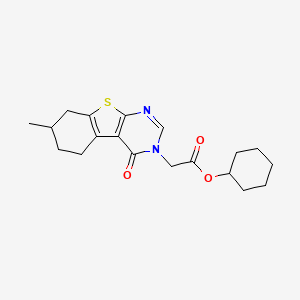 molecular formula C19H24N2O3S B5231260 cyclohexyl (7-methyl-4-oxo-5,6,7,8-tetrahydro[1]benzothieno[2,3-d]pyrimidin-3(4H)-yl)acetate 