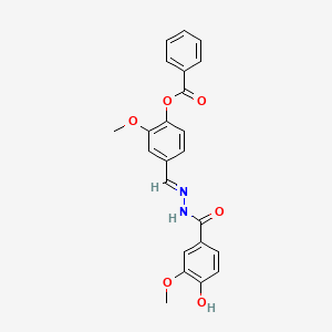 molecular formula C23H20N2O6 B5231290 4-[2-(4-hydroxy-3-methoxybenzoyl)carbonohydrazonoyl]-2-methoxyphenyl benzoate 