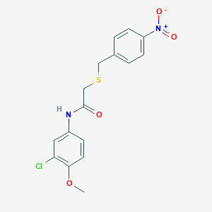 molecular formula C16H15ClN2O4S B5231319 N-(3-chloro-4-methoxyphenyl)-2-[(4-nitrobenzyl)thio]acetamide 