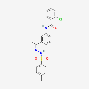 molecular formula C22H20ClN3O3S B5231344 2-chloro-N-(3-{N-[(4-methylphenyl)sulfonyl]ethanehydrazonoyl}phenyl)benzamide 