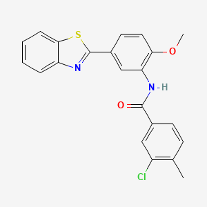molecular formula C22H17ClN2O2S B5231361 N-[5-(1,3-benzothiazol-2-yl)-2-methoxyphenyl]-3-chloro-4-methylbenzamide 