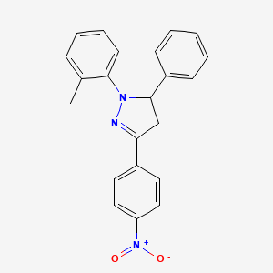 molecular formula C22H19N3O2 B5231368 1-(2-methylphenyl)-3-(4-nitrophenyl)-5-phenyl-4,5-dihydro-1H-pyrazole 
