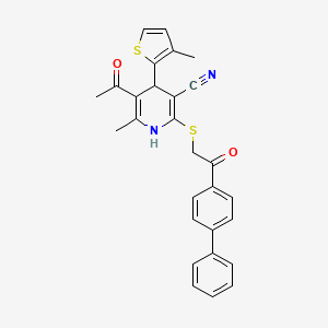 molecular formula C28H24N2O2S2 B5231385 5-acetyl-2-{[2-(4-biphenylyl)-2-oxoethyl]thio}-6-methyl-4-(3-methyl-2-thienyl)-1,4-dihydro-3-pyridinecarbonitrile 