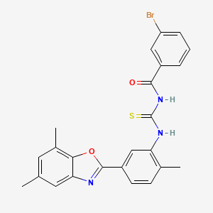 molecular formula C24H20BrN3O2S B5231412 3-bromo-N-({[5-(5,7-dimethyl-1,3-benzoxazol-2-yl)-2-methylphenyl]amino}carbonothioyl)benzamide 