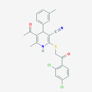 molecular formula C24H20Cl2N2O2S B5231419 5-acetyl-2-{[2-(2,4-dichlorophenyl)-2-oxoethyl]thio}-6-methyl-4-(3-methylphenyl)-1,4-dihydro-3-pyridinecarbonitrile 