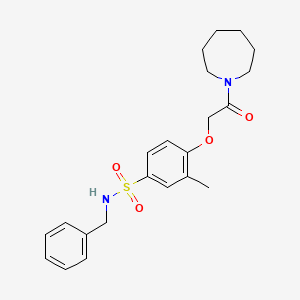 molecular formula C22H28N2O4S B5231425 4-[2-(1-azepanyl)-2-oxoethoxy]-N-benzyl-3-methylbenzenesulfonamide 