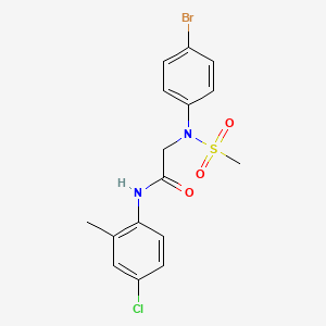 molecular formula C16H16BrClN2O3S B5231479 N~2~-(4-bromophenyl)-N~1~-(4-chloro-2-methylphenyl)-N~2~-(methylsulfonyl)glycinamide 