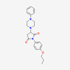 molecular formula C23H27N3O3 B5231511 3-(4-phenyl-1-piperazinyl)-1-(4-propoxyphenyl)-2,5-pyrrolidinedione 