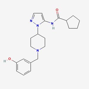 molecular formula C21H28N4O2 B5231532 N-{1-[1-(3-hydroxybenzyl)-4-piperidinyl]-1H-pyrazol-5-yl}cyclopentanecarboxamide 