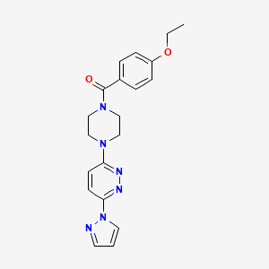 molecular formula C20H22N6O2 B5231545 3-[4-(4-ethoxybenzoyl)-1-piperazinyl]-6-(1H-pyrazol-1-yl)pyridazine 