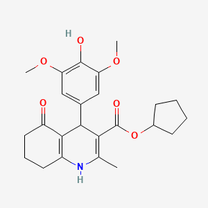 molecular formula C24H29NO6 B5231566 cyclopentyl 4-(4-hydroxy-3,5-dimethoxyphenyl)-2-methyl-5-oxo-1,4,5,6,7,8-hexahydro-3-quinolinecarboxylate 