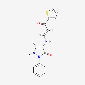 molecular formula C18H17N3O2S B5231581 1,5-dimethyl-4-{[3-oxo-3-(2-thienyl)-1-propen-1-yl]amino}-2-phenyl-1,2-dihydro-3H-pyrazol-3-one 