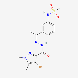 N-(3-{N-[(4-bromo-1,5-dimethyl-1H-pyrazol-3-yl)carbonyl]ethanehydrazonoyl}phenyl)methanesulfonamide