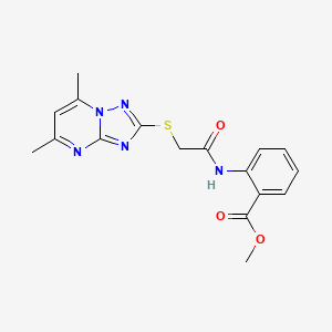 molecular formula C17H17N5O3S B5231690 methyl 2-({[(5,7-dimethyl[1,2,4]triazolo[1,5-a]pyrimidin-2-yl)thio]acetyl}amino)benzoate 