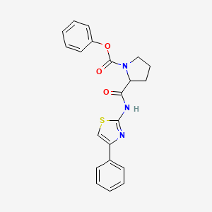 molecular formula C21H19N3O3S B5231704 phenyl 2-{[(4-phenyl-1,3-thiazol-2-yl)amino]carbonyl}-1-pyrrolidinecarboxylate 