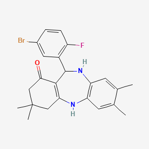 molecular formula C23H24BrFN2O B5231730 11-(5-bromo-2-fluorophenyl)-3,3,7,8-tetramethyl-2,3,4,5,10,11-hexahydro-1H-dibenzo[b,e][1,4]diazepin-1-one 