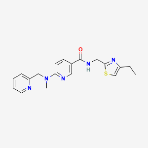 molecular formula C19H21N5OS B5231739 N-[(4-ethyl-1,3-thiazol-2-yl)methyl]-6-[methyl(2-pyridinylmethyl)amino]nicotinamide 