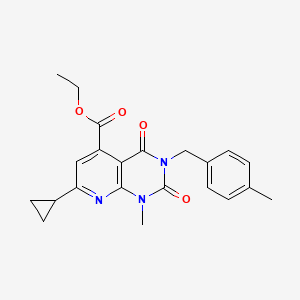 molecular formula C22H23N3O4 B5231763 ethyl 7-cyclopropyl-1-methyl-3-(4-methylbenzyl)-2,4-dioxo-1,2,3,4-tetrahydropyrido[2,3-d]pyrimidine-5-carboxylate 