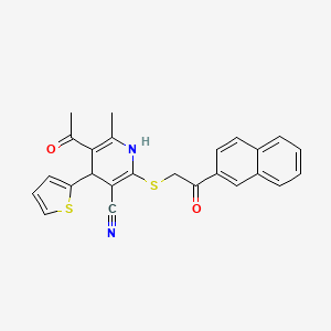 molecular formula C25H20N2O2S2 B5231775 5-acetyl-6-methyl-2-{[2-(2-naphthyl)-2-oxoethyl]thio}-4-(2-thienyl)-1,4-dihydro-3-pyridinecarbonitrile 