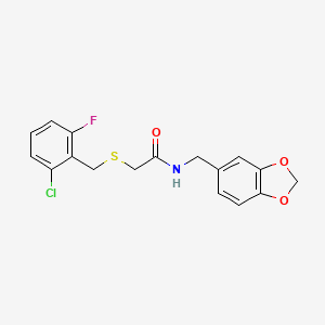 molecular formula C17H15ClFNO3S B5231791 N-(1,3-benzodioxol-5-ylmethyl)-2-[(2-chloro-6-fluorobenzyl)thio]acetamide 