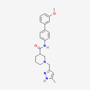 molecular formula C24H28N4O2 B5231811 N-(3'-methoxy-4-biphenylyl)-1-[(3-methyl-1H-pyrazol-5-yl)methyl]-3-piperidinecarboxamide 
