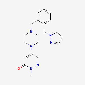 molecular formula C20H24N6O B5231817 2-methyl-5-{4-[2-(1H-pyrazol-1-ylmethyl)benzyl]-1-piperazinyl}-3(2H)-pyridazinone 