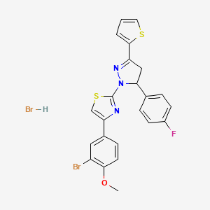 molecular formula C23H18Br2FN3OS2 B5231845 4-(3-bromo-4-methoxyphenyl)-2-[5-(4-fluorophenyl)-3-(2-thienyl)-4,5-dihydro-1H-pyrazol-1-yl]-1,3-thiazole hydrobromide 