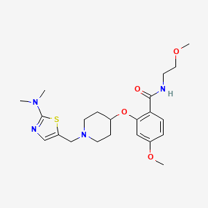 molecular formula C22H32N4O4S B5231884 2-[(1-{[2-(dimethylamino)-1,3-thiazol-5-yl]methyl}-4-piperidinyl)oxy]-4-methoxy-N-(2-methoxyethyl)benzamide 