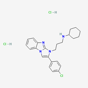 molecular formula C24H29Cl3N4 B5231887 N-{3-[2-(4-chlorophenyl)-1H-imidazo[1,2-a]benzimidazol-1-yl]propyl}cyclohexanamine dihydrochloride 