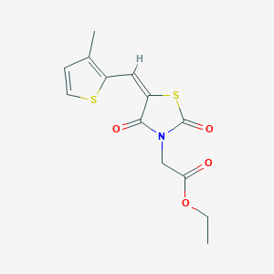 molecular formula C13H13NO4S2 B5231917 ethyl {5-[(3-methyl-2-thienyl)methylene]-2,4-dioxo-1,3-thiazolidin-3-yl}acetate 