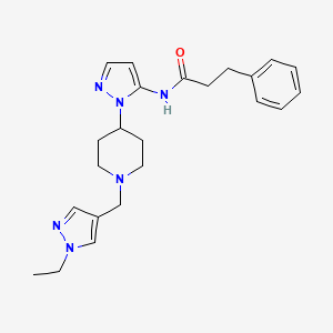 molecular formula C23H30N6O B5231925 N-(1-{1-[(1-ethyl-1H-pyrazol-4-yl)methyl]-4-piperidinyl}-1H-pyrazol-5-yl)-3-phenylpropanamide 