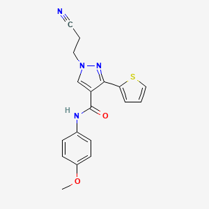 molecular formula C18H16N4O2S B5231935 1-(2-cyanoethyl)-N-(4-methoxyphenyl)-3-(2-thienyl)-1H-pyrazole-4-carboxamide 