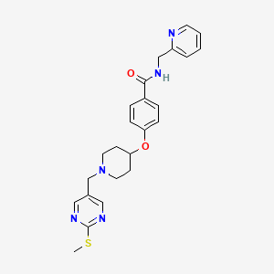 molecular formula C24H27N5O2S B5231988 4-[(1-{[2-(methylthio)-5-pyrimidinyl]methyl}-4-piperidinyl)oxy]-N-(2-pyridinylmethyl)benzamide 