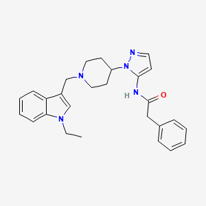 N-(1-{1-[(1-ethyl-1H-indol-3-yl)methyl]-4-piperidinyl}-1H-pyrazol-5-yl)-2-phenylacetamide