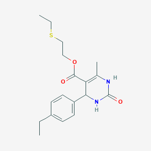 molecular formula C18H24N2O3S B5232046 2-(ethylthio)ethyl 4-(4-ethylphenyl)-6-methyl-2-oxo-1,2,3,4-tetrahydro-5-pyrimidinecarboxylate 