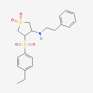 molecular formula C20H25NO4S2 B5232050 4-[(4-ethylphenyl)sulfonyl]-N-(2-phenylethyl)tetrahydro-3-thiophenamine 1,1-dioxide 