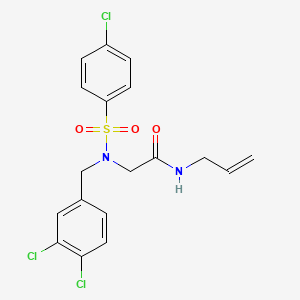 molecular formula C18H17Cl3N2O3S B5232051 N~1~-allyl-N~2~-[(4-chlorophenyl)sulfonyl]-N~2~-(3,4-dichlorobenzyl)glycinamide 