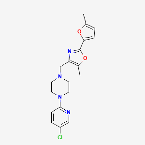 molecular formula C19H21ClN4O2 B5232068 1-(5-chloro-2-pyridinyl)-4-{[5-methyl-2-(5-methyl-2-furyl)-1,3-oxazol-4-yl]methyl}piperazine 