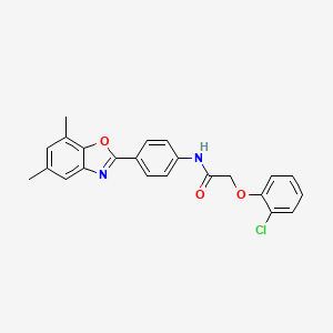 2-(2-chlorophenoxy)-N-[4-(5,7-dimethyl-1,3-benzoxazol-2-yl)phenyl]acetamide