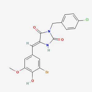 molecular formula C18H14BrClN2O4 B5232087 5-(3-bromo-4-hydroxy-5-methoxybenzylidene)-3-(4-chlorobenzyl)-2,4-imidazolidinedione 