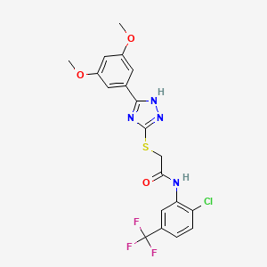 molecular formula C19H16ClF3N4O3S B5232126 N-[2-chloro-5-(trifluoromethyl)phenyl]-2-{[5-(3,5-dimethoxyphenyl)-4H-1,2,4-triazol-3-yl]thio}acetamide 