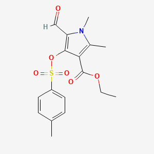 ethyl 5-formyl-1,2-dimethyl-4-{[(4-methylphenyl)sulfonyl]oxy}-1H-pyrrole-3-carboxylate