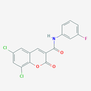 molecular formula C16H8Cl2FNO3 B5232219 6,8-dichloro-N-(3-fluorophenyl)-2-oxo-2H-chromene-3-carboxamide 