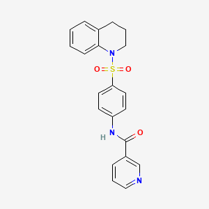 molecular formula C21H19N3O3S B5232236 N-[4-(3,4-dihydro-1(2H)-quinolinylsulfonyl)phenyl]nicotinamide 