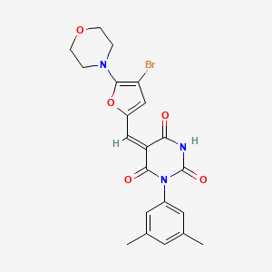 molecular formula C21H20BrN3O5 B5232254 5-{[4-bromo-5-(4-morpholinyl)-2-furyl]methylene}-1-(3,5-dimethylphenyl)-2,4,6(1H,3H,5H)-pyrimidinetrione 