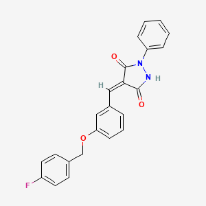 molecular formula C23H17FN2O3 B5232259 4-{3-[(4-fluorobenzyl)oxy]benzylidene}-1-phenyl-3,5-pyrazolidinedione 