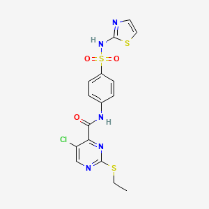 molecular formula C16H14ClN5O3S3 B5232307 5-chloro-2-(ethylthio)-N-{4-[(1,3-thiazol-2-ylamino)sulfonyl]phenyl}-4-pyrimidinecarboxamide 