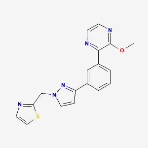 molecular formula C18H15N5OS B5232315 2-methoxy-3-{3-[1-(1,3-thiazol-2-ylmethyl)-1H-pyrazol-3-yl]phenyl}pyrazine 